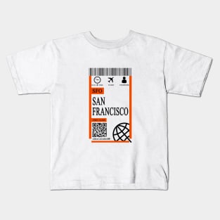 san francisco flight ticket boarding pass new Kids T-Shirt